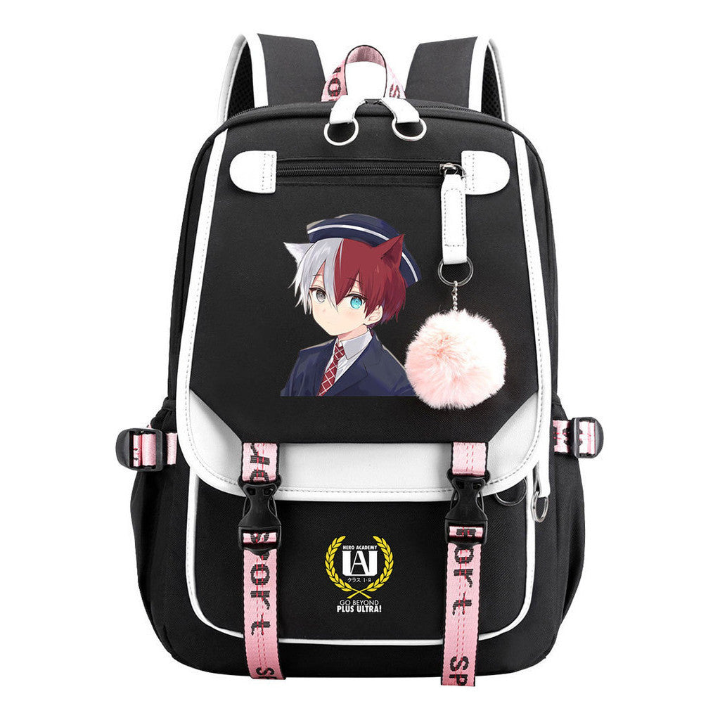 My Heroes Academy Usb Youth Student Backpack For Boys And Girls, Casual Woven Strap Flip Back Backpack