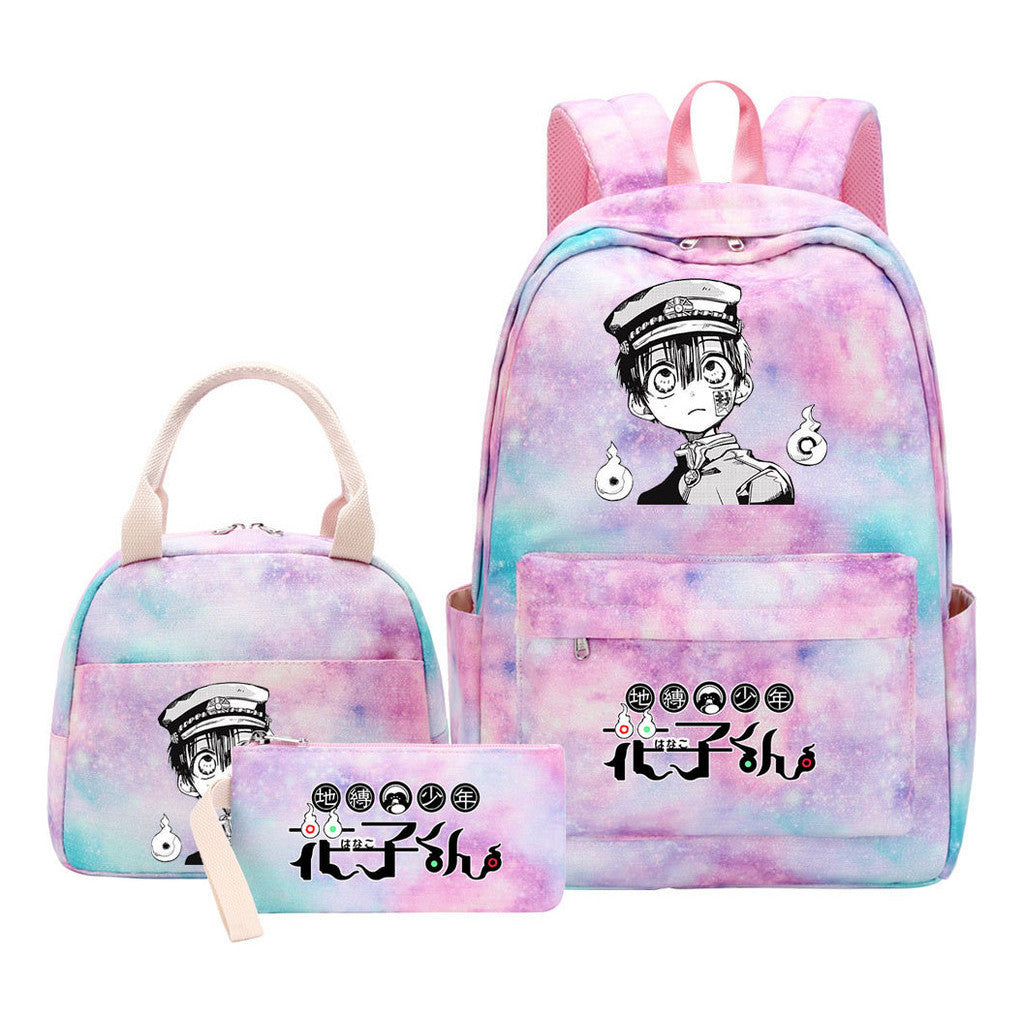 Ground Bound Youth Huazijun Student Girls School Bag Lunch Bag Three Piece Set Backpack Set