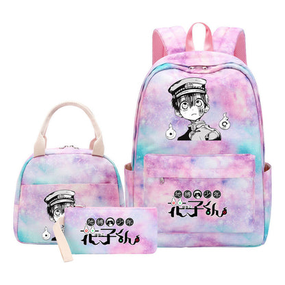 Ground Bound Youth Huazijun Student Girls School Bag Lunch Bag Three Piece Set Backpack Set