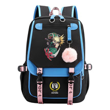 Comics My Heroes Academy Usb Student Backpack Casual Ribbon Flip Backpack