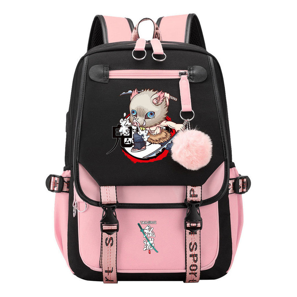 Cartoon Fashion Usb Student Backpack For Boy And Girl, Casual Woven Strap Flip Back Backpack