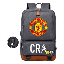 Football Star Cristiano Ronaldo Printed Usb Student Backpack For Leisure Travel Backpack