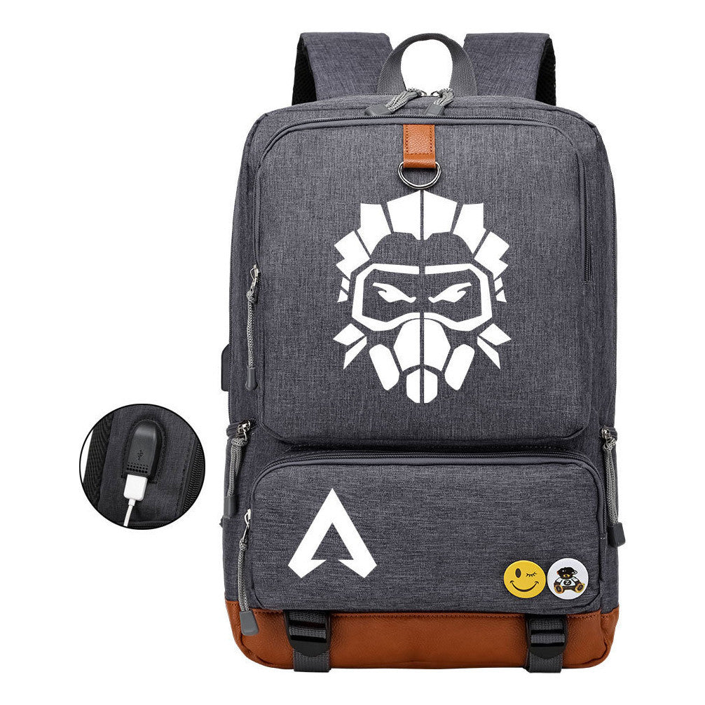 Apex Hero Print Usb Student Backpack For Leisure Travel Backpack