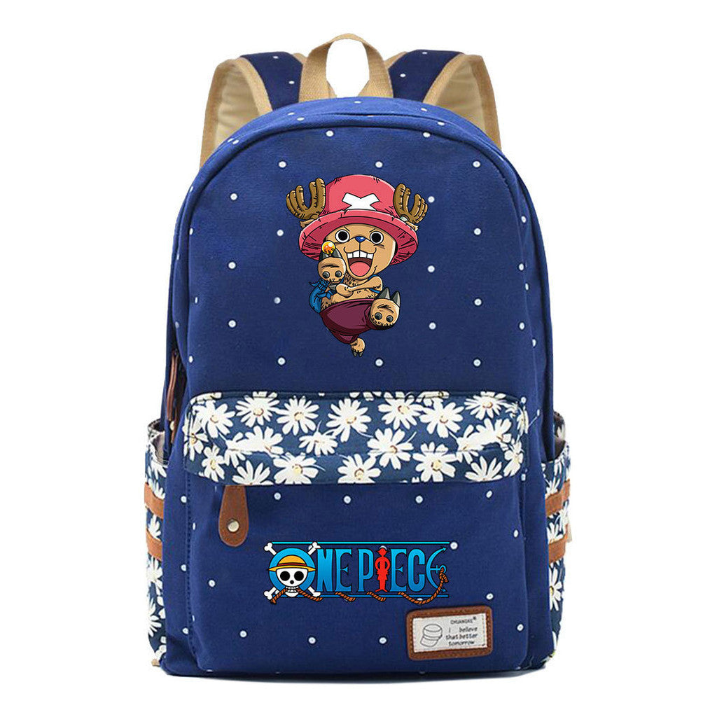 Anime Pirate King Lufei Printed Student School Bag Fragmented Flower Leisure Backpack
