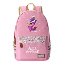 Anime Cartoon Cheshire Cat Print Student Backpack, Floral Casual Backpack