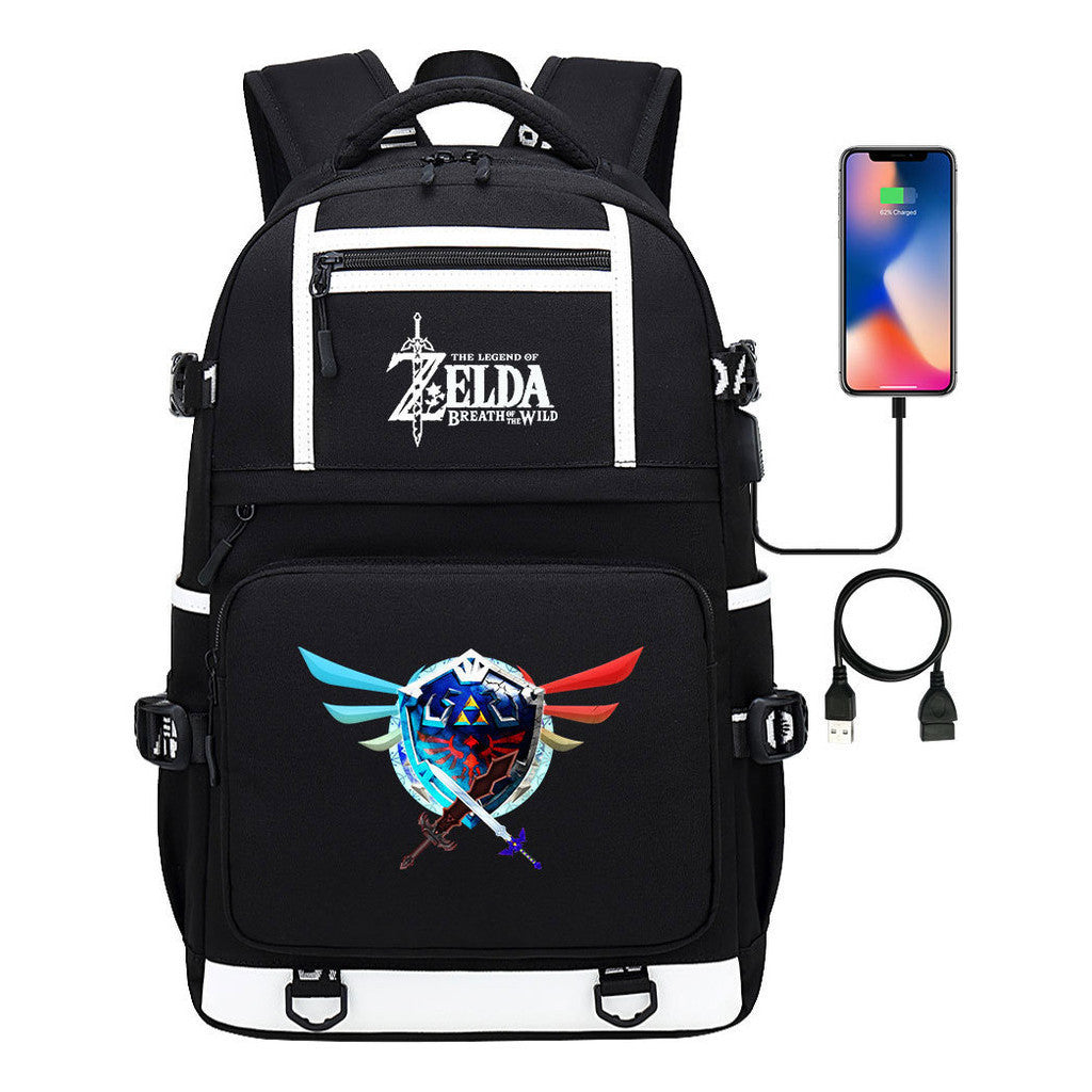 Legend Of Zelda Printed Usb Youth School Bag Backpack Leisure Travel Bag