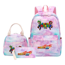 Super Mario Youth Student Girls School Bag Lunch Bag Three Piece Backpack Set