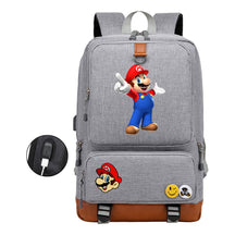 Super Mario Printed Usb Youth Student Backpack For Leisure Travel Backpack