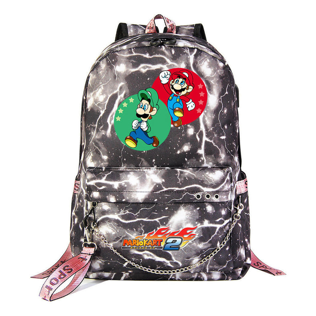 Super Mario Printed Teenage Student Backpack For Men And Women With Casual Woven Straps Backpack
