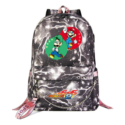 Super Mario Printed Teenage Student Backpack For Men And Women With Casual Woven Straps Backpack