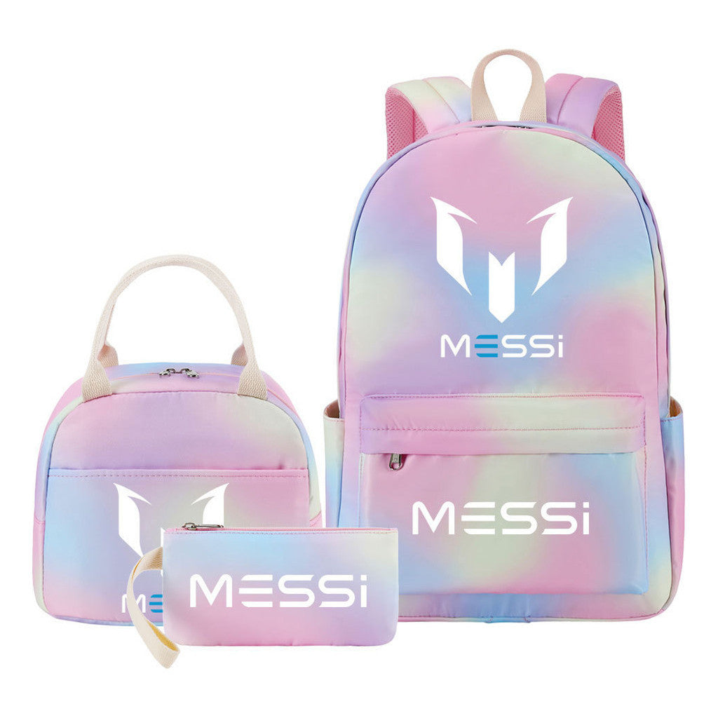 Sports Football Stars, Teenagers, Students, Girls, Backpacks, Lunch Bags, 3-piece Backpack Set