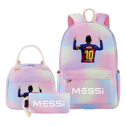 Sports Football Stars, Teenagers, Students, Girls, Backpacks, Lunch Bags, 3-piece Backpack Set