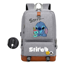 Anime Star Baby Stitch Printed Usb Youth Student Backpack For Men And Women's Leisure Travel Backpack