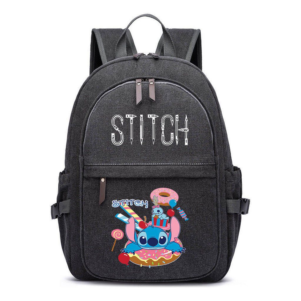 Anime Star Baby Stitch Printed Youth Student Backpack For Men And Women With Casual Woven Straps Backpack