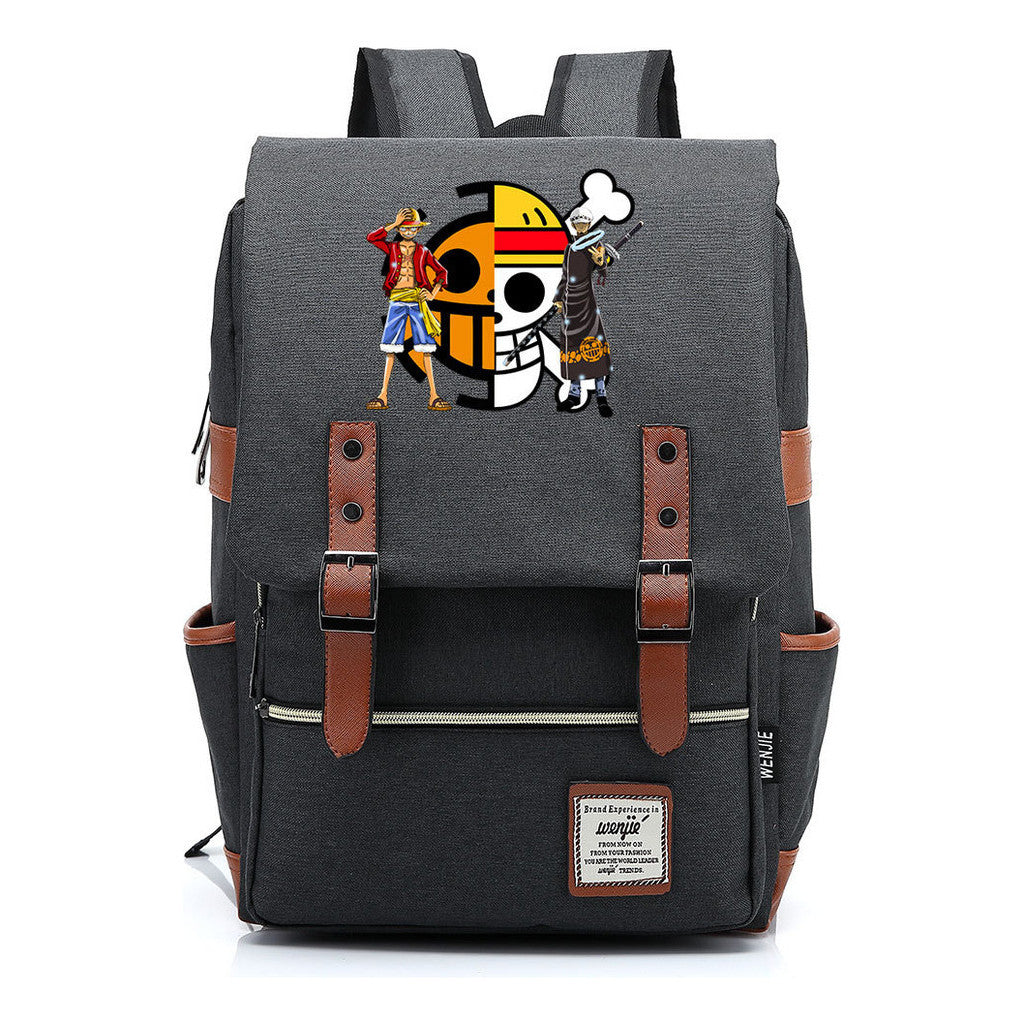 Anime Pirate King Luffy Printed Youth School Bag For Men And Women With Casual Belt Buckle Classic Backpack