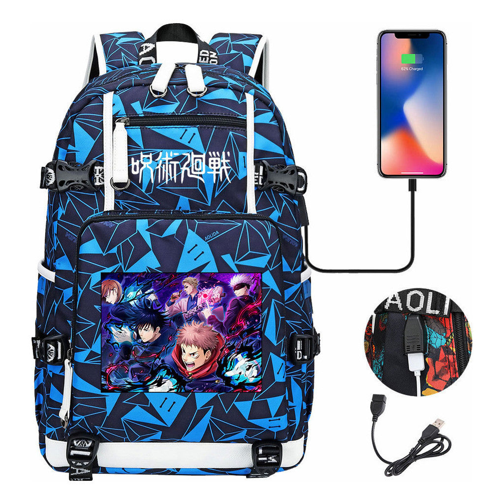 Printed Usb Youth Student Backpack Men And Women's Leisure Large Capacity Travel Backpack