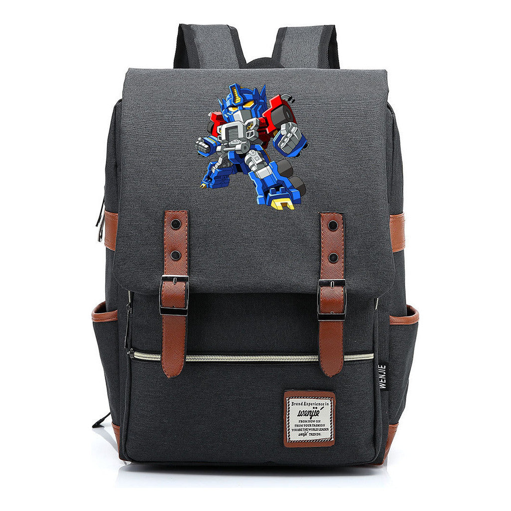 Transformed Mecha Printed Student Backpack For Men And Women's Leisure Backpack