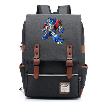 Transformed Mecha Printed Student Backpack For Men And Women's Leisure Backpack
