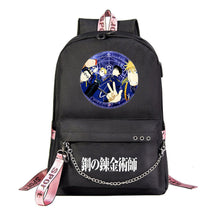 Steel Alchemist Printed Usb Youth Student Backpack For Men And Women's Leisure Travel Backpack