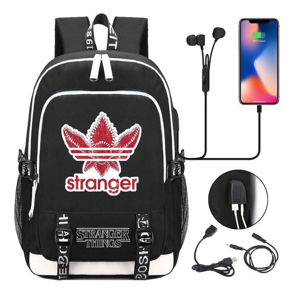 Strange Story Printed Usb Youth Student Backpack For Men And Women's Leisure Travel Backpack