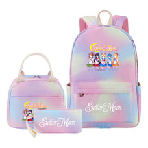 Beautiful Girl Warrior Teenage Student Girl Backpack Lunch Bag Three Piece Set Backpack Cover