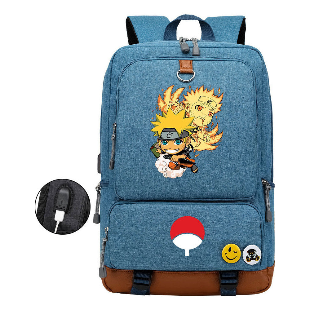 Naruto Print Usb Youth Student Backpack Leisure Travel Backpack