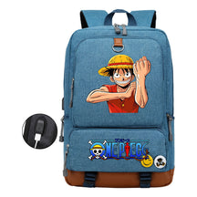 Cartoon Pirate King Print Usb Youth Backpack For Boys And Girls Leisure Travel Backpack