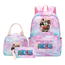 Cartoon Pirate King Youth Student Girls School Bag Lunch Bag Three Piece Set Backpack Set