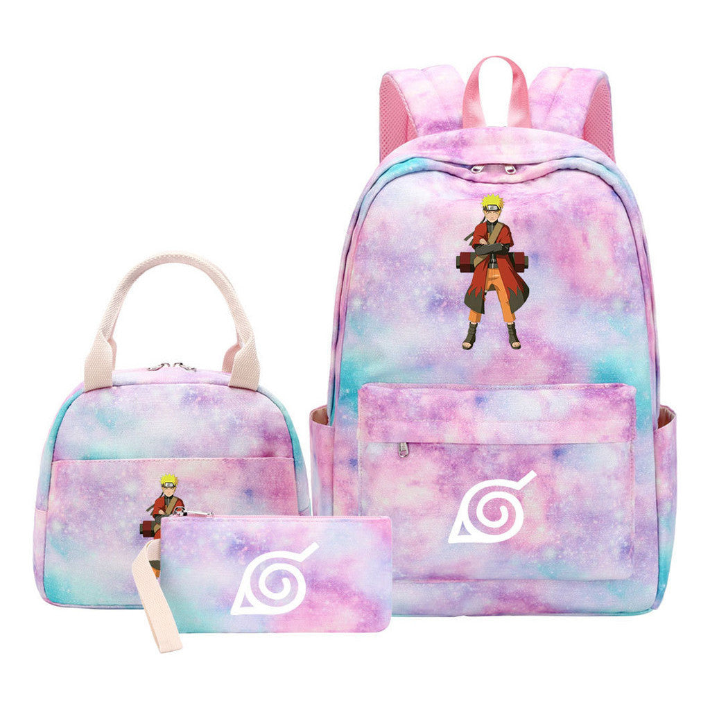 Naruto Teenage Student Girls School Bag Lunch Bag Three Piece Set Backpack Set