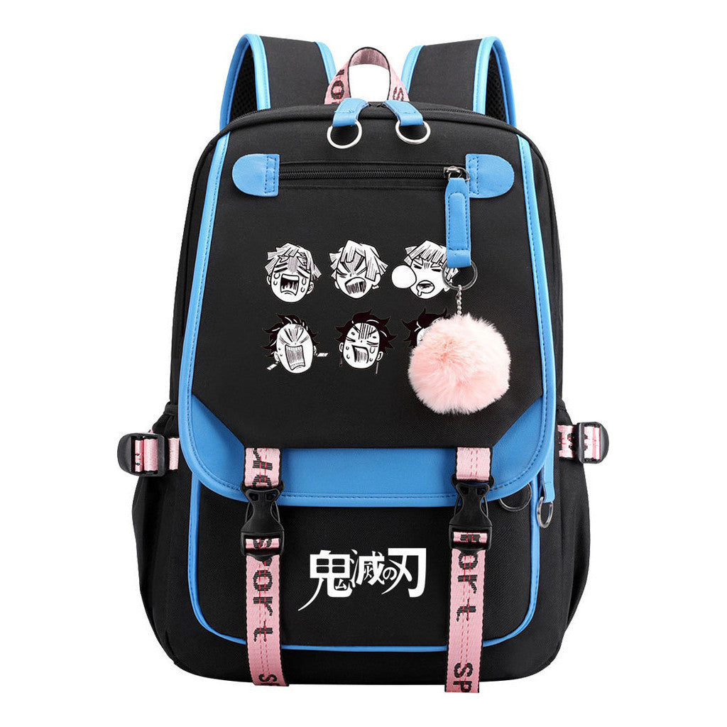 Cartoon Fashion Usb Youth School Bag For Boys And Girls Casual Ribbon Flip Backpack