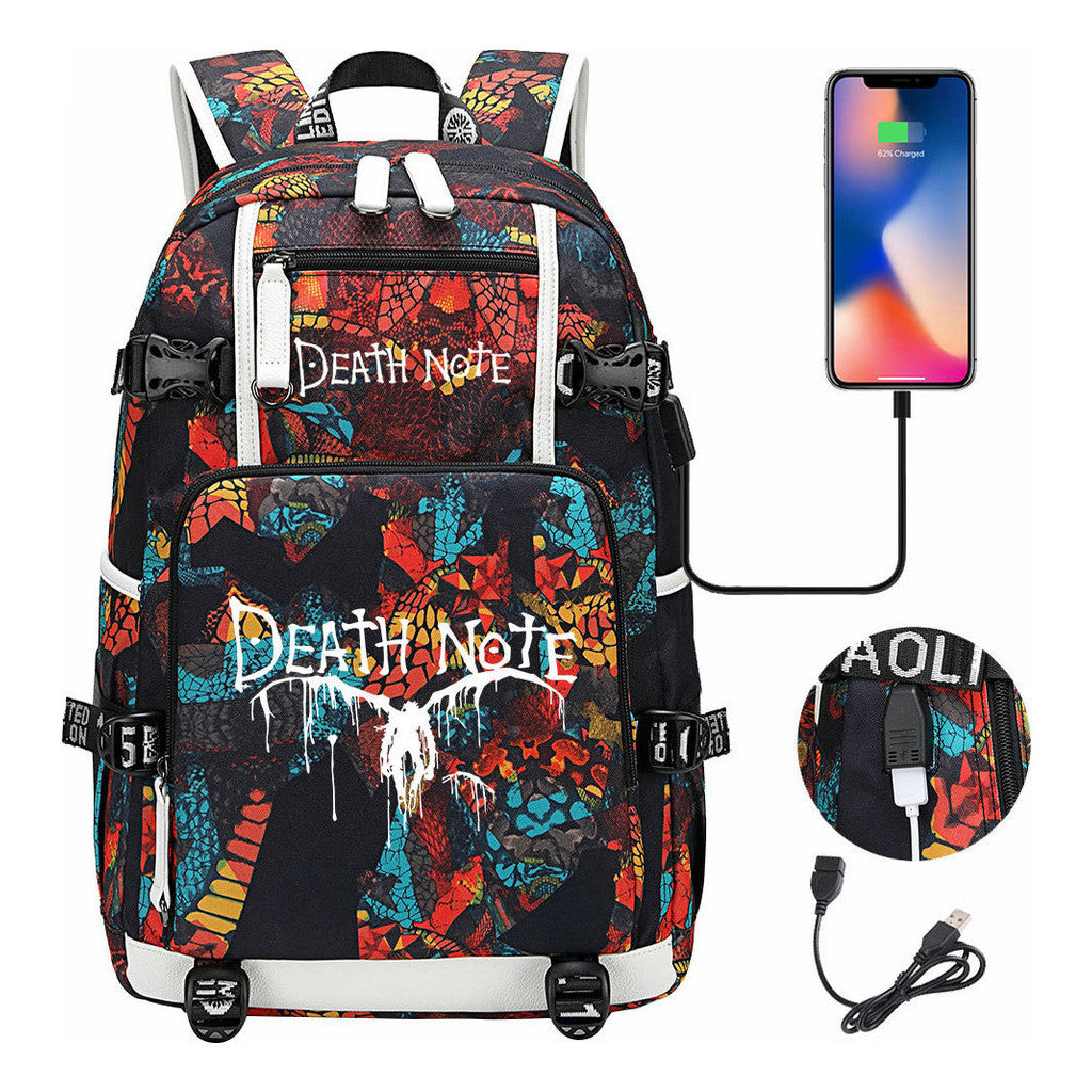 Death Note Usb Youth Student Backpack Leisure Travel Backpack