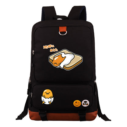 Cartoon Anime Lazy Egg Youth Student Backpack, Large Capacity Travel Bag, Boy's And Girl's Backpack