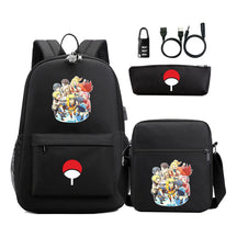 Naruto Usb Password Lock Youth Student Backpack Three Piece Set Backpack Set