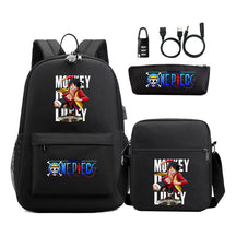 Cartoon Pirate King Usb Password Lock Youth Student Backpack Three Piece Set Backpack