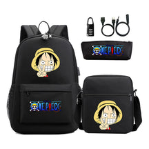 Cartoon Pirate King Usb Password Lock Youth Student Backpack Three Piece Set Backpack