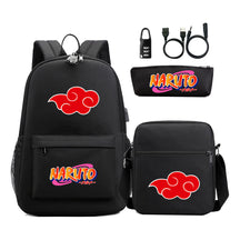 Naruto Usb Password Lock Youth Student Backpack Three Piece Set Backpack Set