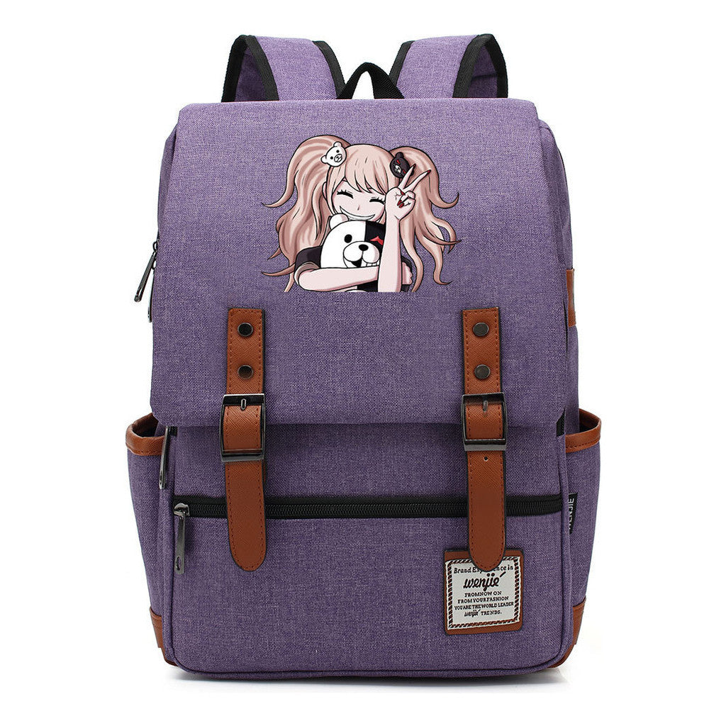 Printed Teenage Student Backpack For Men And Women With Casual Belt Buckle Classic Backpack