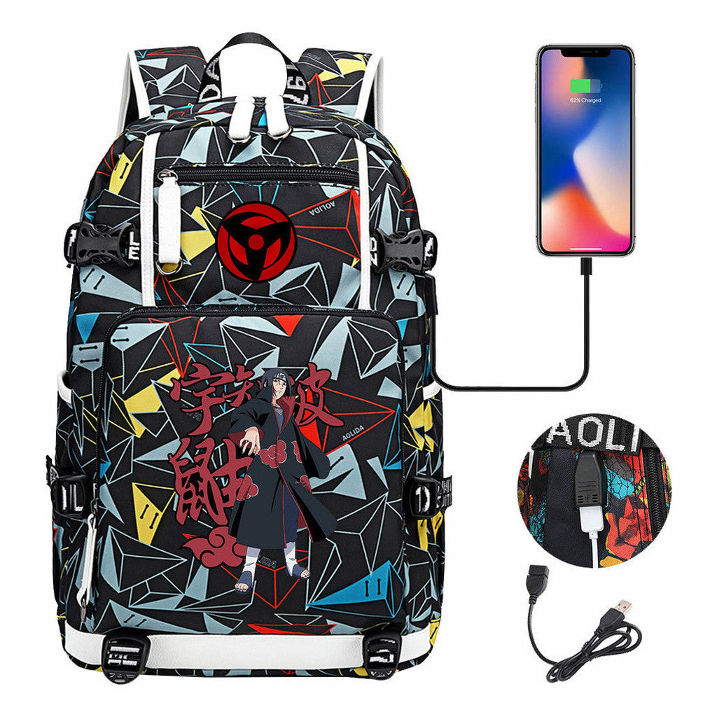 Naruto Usb Youth Student Backpack For Men And Women Leisure Travel Backpack