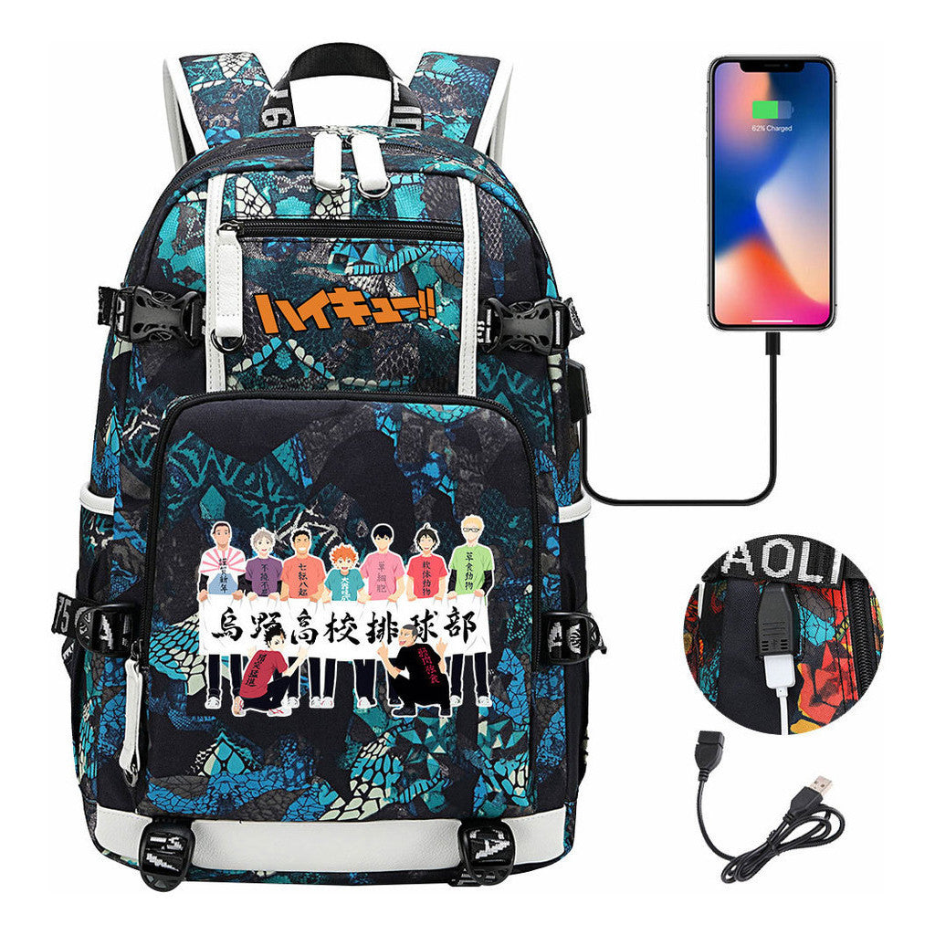 Volleyball Youth Usb Large Capacity Youth Student School Bag Men's And Women's Leisure Travel Backpack