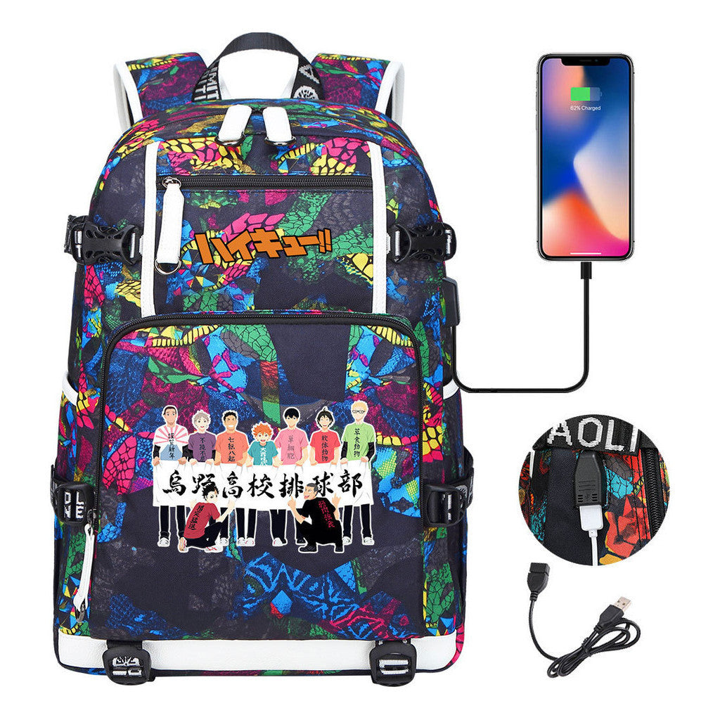 Volleyball Youth Usb Large Capacity Youth Student School Bag Men's And Women's Leisure Travel Backpack