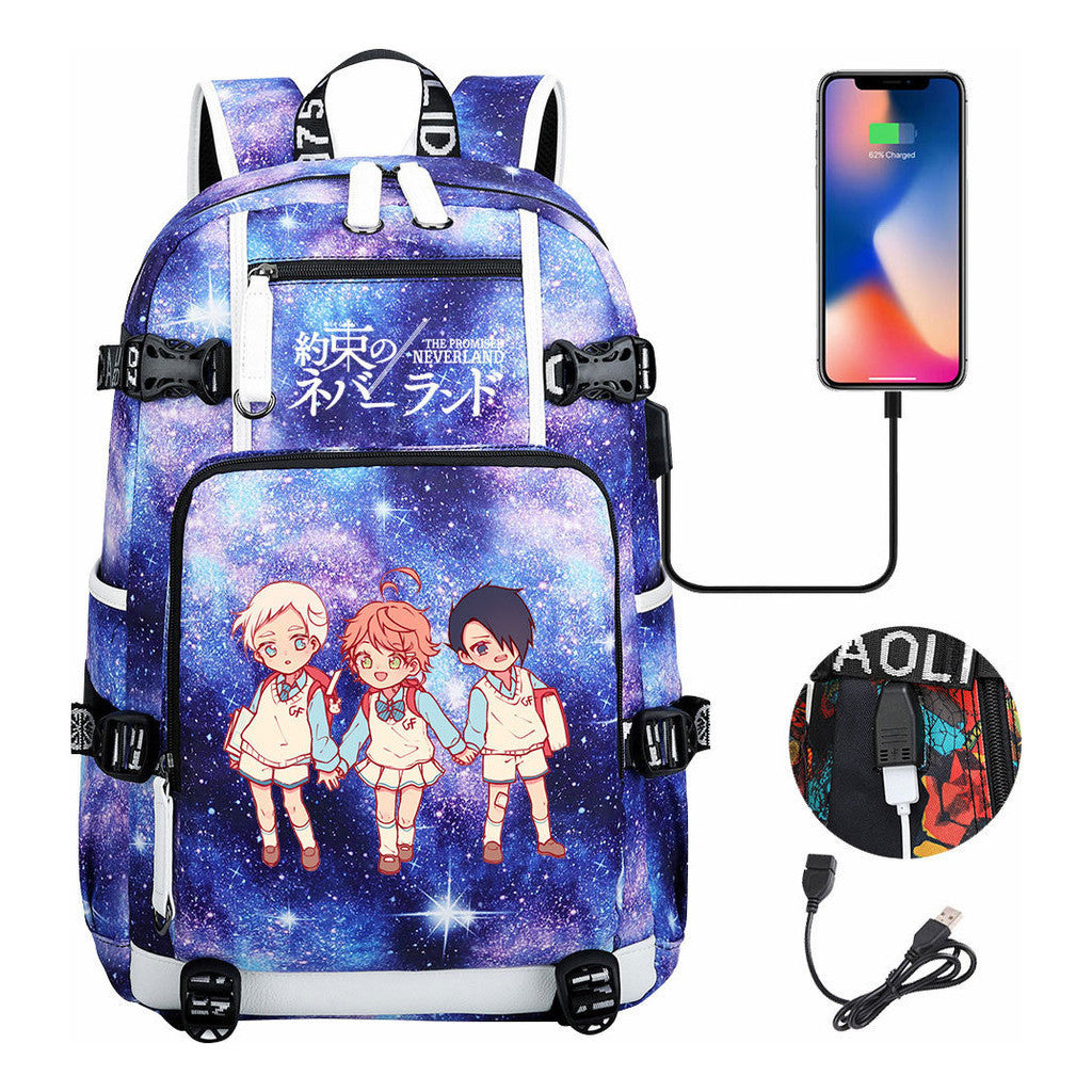 Promised Dream Island Usb Large Capacity Student Backpack Leisure Travel Backpack