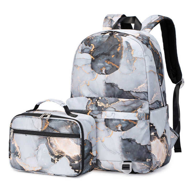 Rainbow Gradient Teenage Student Girls School Bag Lunch Bag Three Piece Set Backpack Set