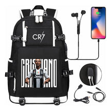 Football Dribbling Star Cristiano Ronaldo Printed Usb Large Capacity Youth Student Backpack For Men And Women's Leisure Travel Backpack