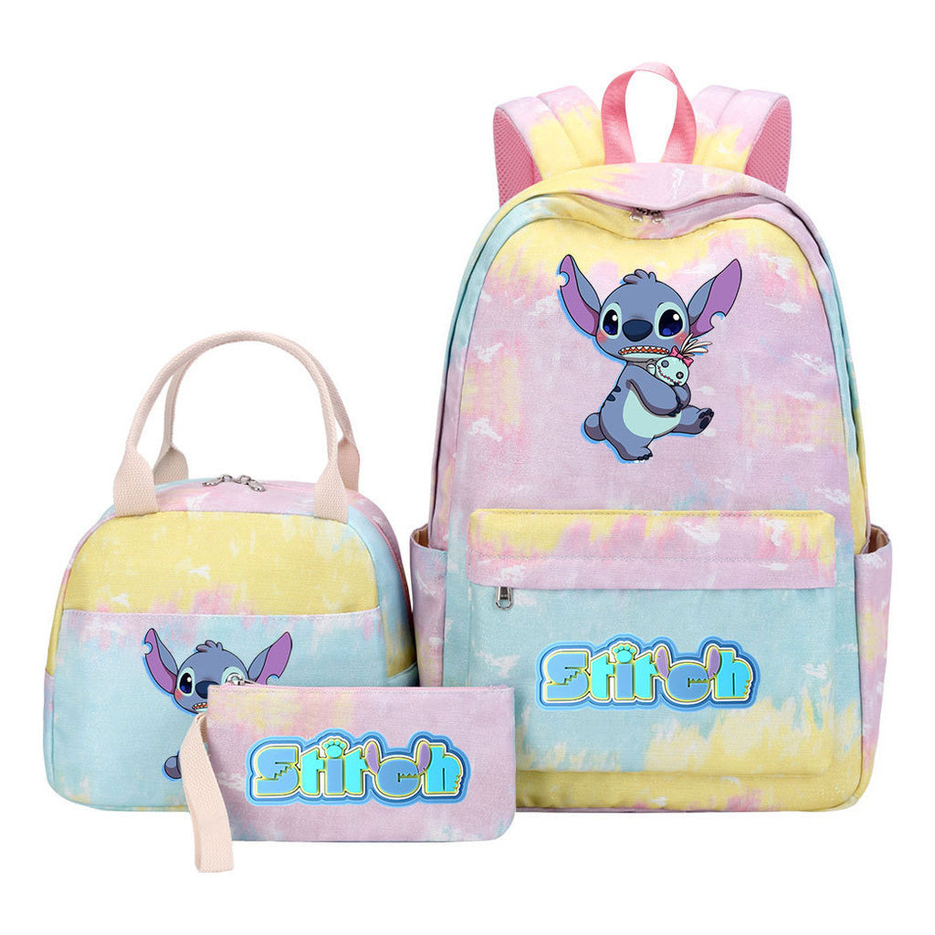 Interstellar Baby Stitch Youth Student Girls School Bag Lunch Bag Three Piece Set Backpack Set