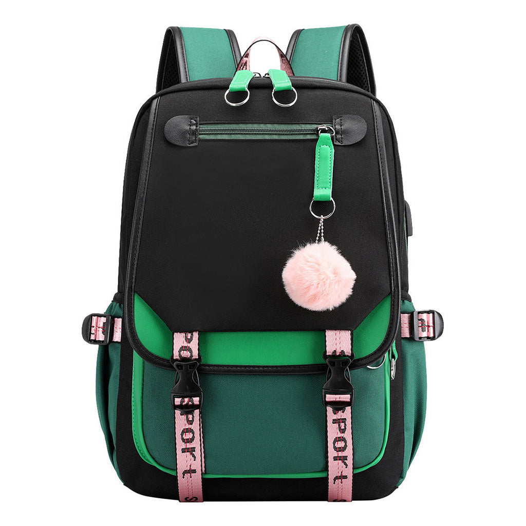 Printed Usb Youth Student Backpack For Men And Women With Casual Woven Strap Flap Backpack