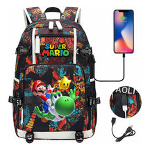 Super Mario Printed Teenage Student Backpack With Large Capacity Leisure Travel Backpack