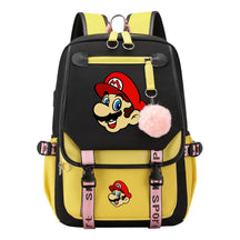 Super Mario Printed Usb Backpack For Men And Women, Casual Woven Strap Flip Back Backpack