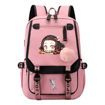 Cartoon Fashion Usb Youth Student Backpack Boy's And Girl's Leisure Ribbon Flip Backpack