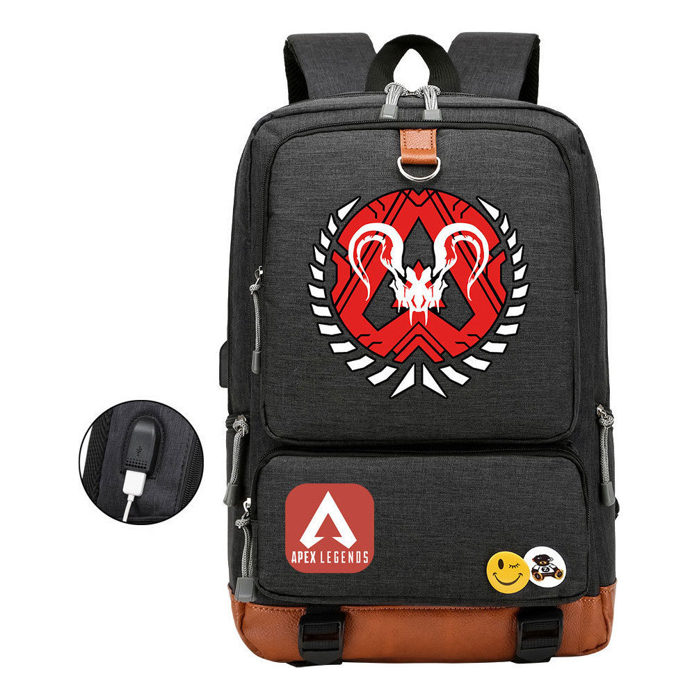Apex Hero Print Usb Youth School Bag Leisure Travel Backpack