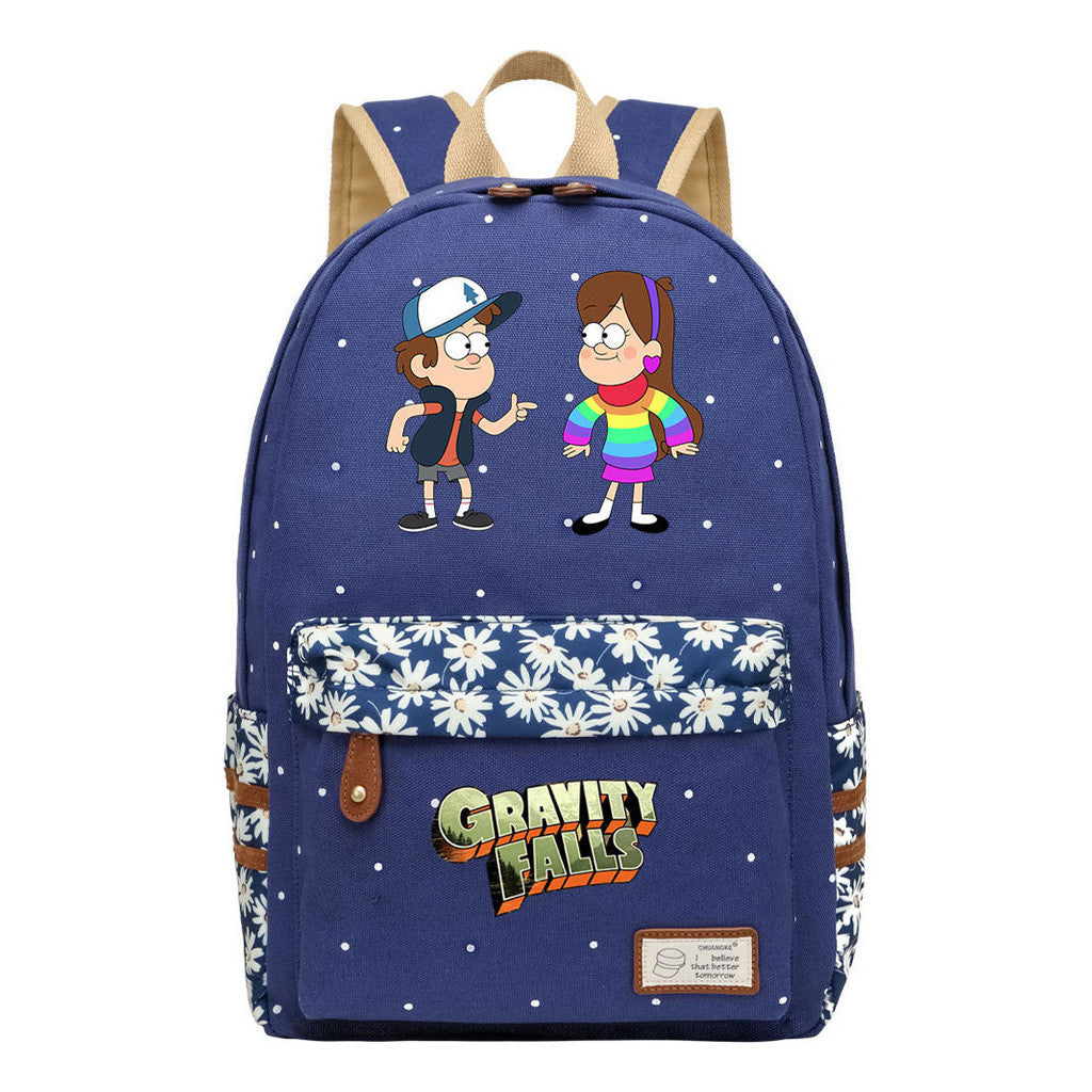 Cartoon, Anime, Bizarre Town, Teenage Student Backpacks, Floral Men's And Women's Backpacks